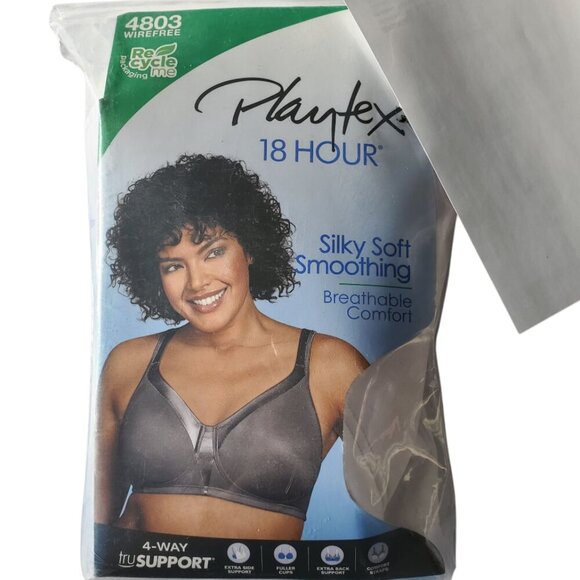 NWT Playtex4803 18Hour Silky Soft Smoothing Cool & Breathable Wireless Bra White - Picture 3 of 7